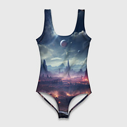Купальник-боди 3D женский Фантастическая планета внутри космоса, цвет: 3D-принт