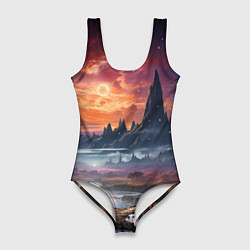 Купальник-боди 3D женский Космический фантазийный мир на другой планете, цвет: 3D-принт