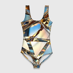 Купальник-боди 3D женский Грани стекла, цвет: 3D-принт