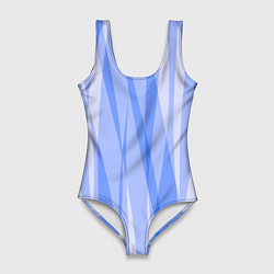 Купальник-боди 3D женский Полосатый сиренево-голубой пламенный, цвет: 3D-принт