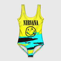 Купальник-боди 3D женский Nirvana краски кислотные, цвет: 3D-принт
