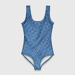 Женский купальник-боди Тёмно-голубой текстурированный