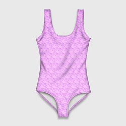 Купальник-боди 3D женский Розовый паттерн розовые бантики, цвет: 3D-принт
