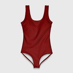 Женский купальник-боди Текстурированный тёмно-красный однотонный