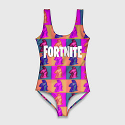 Купальник-боди 3D женский Fortnite logo pattern game, цвет: 3D-принт