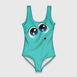 Купальник-боди 3D женский Зависть эмоции - глаза крупно, цвет: 3D-принт