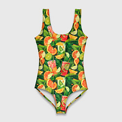 Купальник-боди 3D женский Летний лимонад паттерны, цвет: 3D-принт