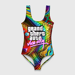 Купальник-боди 3D женский GTA casino steel, цвет: 3D-принт