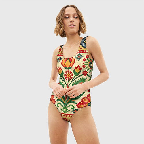 Женский купальник-боди Славянский узор и орнамент / 3D-принт – фото 3