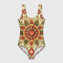 Купальник-боди 3D женский Русские классические узоры и орнамент, цвет: 3D-принт