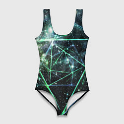 Купальник-боди 3D женский Космические линии звезды, цвет: 3D-принт