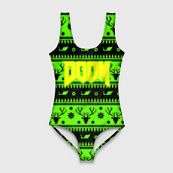Купальник-боди 3D женский Doom кислотный новый год, цвет: 3D-принт