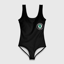 Купальник-боди 3D женский Skoda logo auto, цвет: 3D-принт