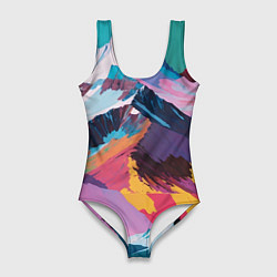 Купальник-боди 3D женский Горы краски, цвет: 3D-принт