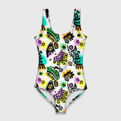 Купальник-боди 3D женский Орнамент майя, цвет: 3D-принт