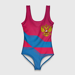 Купальник-боди 3D женский Россия спортивная геометрия текстура, цвет: 3D-принт