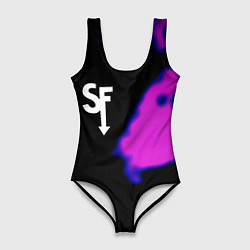 Купальник-боди 3D женский Sally Face неон краски, цвет: 3D-принт