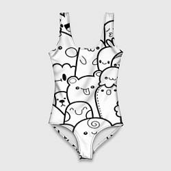 Купальник-боди 3D женский Doodle monsters, цвет: 3D-принт
