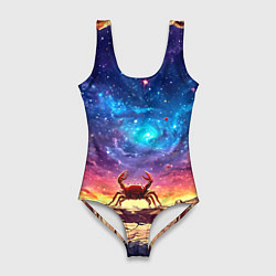 Купальник-боди 3D женский Краб смотрит в космос, цвет: 3D-принт