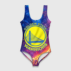 Купальник-боди 3D женский Голден Стэйт Уорриорз в космосе, цвет: 3D-принт