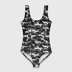 Купальник-боди 3D женский Серая пиксельная текстура, цвет: 3D-принт