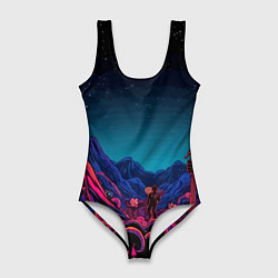 Купальник-боди 3D женский Psychedelic music art, цвет: 3D-принт