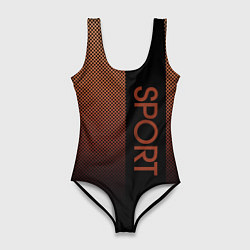 Купальник-боди 3D женский Sport коричневый вертикальная полоса, цвет: 3D-принт