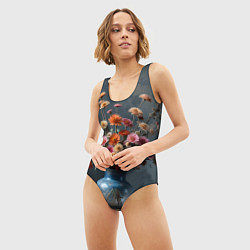 Купальник-боди 3D женский Натюрморт с букетом, цвет: 3D-принт — фото 2