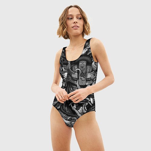 Женский купальник-боди Самурай и дракон в стиле татуировки ирезуми / 3D-принт – фото 3