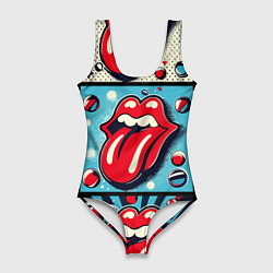 Купальник-боди 3D женский Rolling Stones logo - pop art, цвет: 3D-принт