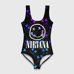Купальник-боди 3D женский Nirvana x marshmello neon, цвет: 3D-принт