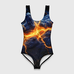 Купальник-боди 3D женский Молнии в разбитом небе, цвет: 3D-принт