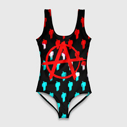Купальник-боди 3D женский Анархия человечки паттерн, цвет: 3D-принт