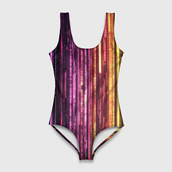 Купальник-боди 3D женский Неоновый и переливающийся киберпанк узор, цвет: 3D-принт