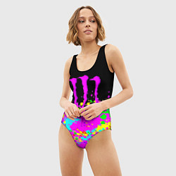 Купальник-боди 3D женский Monster energy краски неоновые, цвет: 3D-принт — фото 2