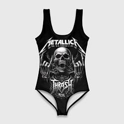 Купальник-боди 3D женский Thrash metal - Metallica group, цвет: 3D-принт