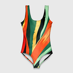 Купальник-боди 3D женский Тропическая жаркая абстракция, цвет: 3D-принт