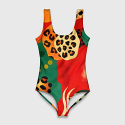 Купальник-боди 3D женский Анималистичный африканский паттерн, цвет: 3D-принт