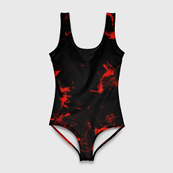 Купальник-боди 3D женский Color red black, цвет: 3D-принт
