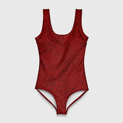 Купальник-боди 3D женский Тёмный красный в крапинку, цвет: 3D-принт