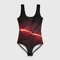Купальник-боди 3D женский Красная линия - молния, цвет: 3D-принт