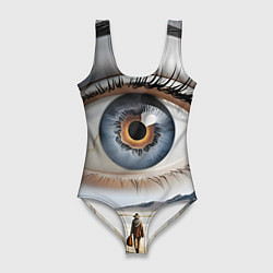 Купальник-боди 3D женский Глаз в пустыне, цвет: 3D-принт