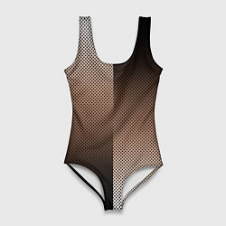 Купальник-боди 3D женский Чёрно-коричневый текстурный градиент пополам, цвет: 3D-принт