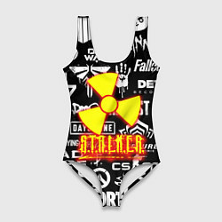 Купальник-боди 3D женский Сталкер все логотипы игр, цвет: 3D-принт