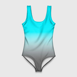 Купальник-боди 3D женский Серо-голубой светлый градиент, цвет: 3D-принт