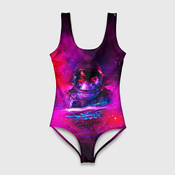 Купальник-боди 3D женский Космонавт в космическом море, цвет: 3D-принт