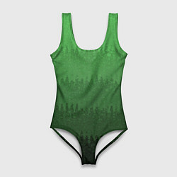 Купальник-боди 3D женский Зеленый градиент текстурные полосы, цвет: 3D-принт