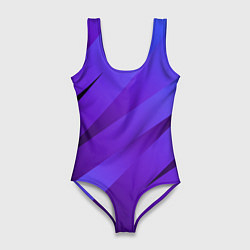 Купальник-боди 3D женский Сине-фиолетовый абстрактные линии, цвет: 3D-принт