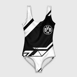 Купальник-боди 3D женский Borussia geometry black, цвет: 3D-принт