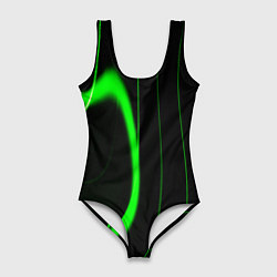 Женский купальник-боди Color green light green black